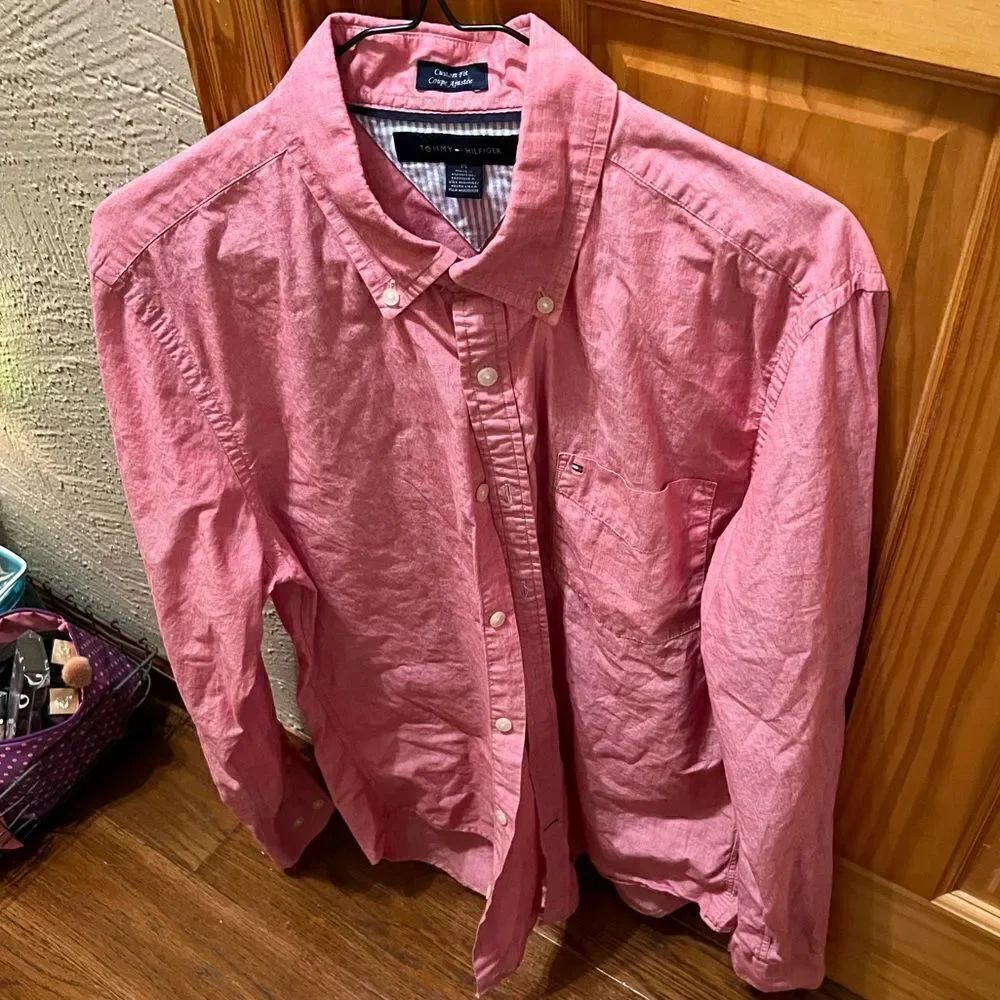 Tommy Hilfiger size medium light red button down shirt